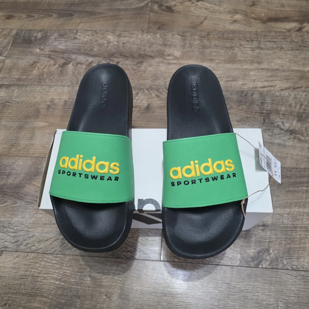Adidas Green and Black Slides Men Size 11